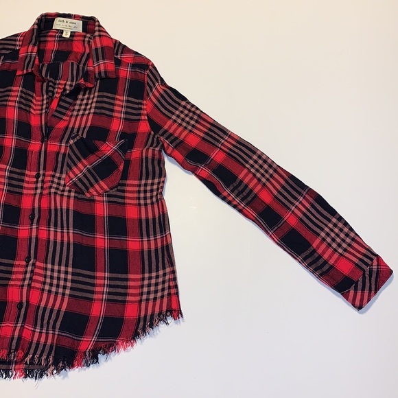 Anthropologie Cloth & Stone Black and Red Plaid Shirt - Women’s Size Medium - Picture 4 of 7